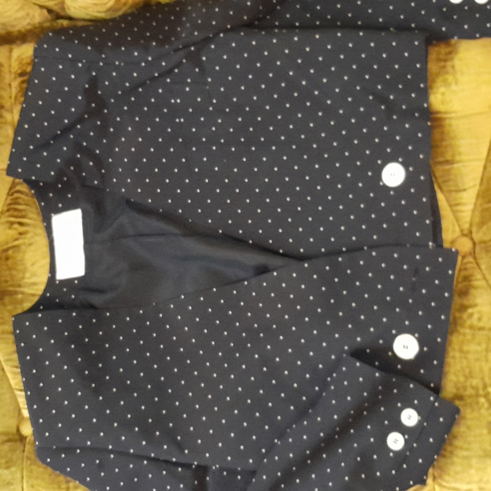 Michelle Stuart Classic Black  Crop Blazer with Cream Accents
